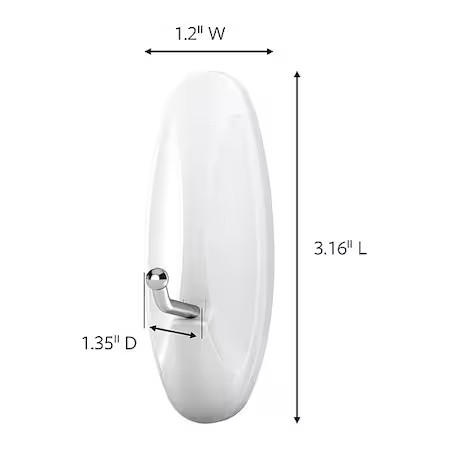 Command 17068-7Es Hook, White, Metal, 1 11/32 In D, Pk7