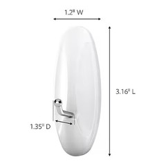Command 17068-7Es Hook, White, Metal, 1 11/32 In D, Pk7