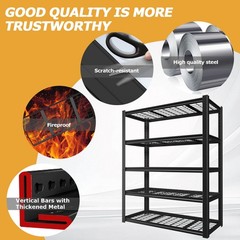 24″ D x 59″ W x 72″ H Garage Shelving Heavy Duty 5 Tier Metal Storage Shelves