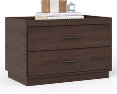 Modern Stackable Storage Drawers – 28″ Wide Closet Organizer with 2 Bins, Brown