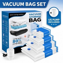 11 Pack Vacuum Storage Bags With Electric Pump 4 Sizes Space Saver For Clothes