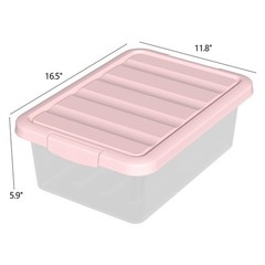 14 Quart Plastic Storage Boxes with Pink Lids, Plastic Latching Storage Bins,…
