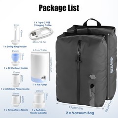 2Pcs 17L Travel Vacuum Bags for Luggage w/ Pump Reusable Vacuum Seal Bags