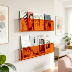 2 Pack Acrylic Magazine Holder Acrylic Magazine Rack Wall Mounted Floating Books