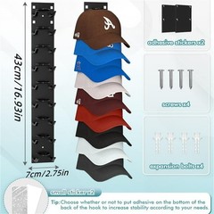 Hat Rack Cap Organizer Hanging Baseball Hat Storage Rack for Closet Door Wall