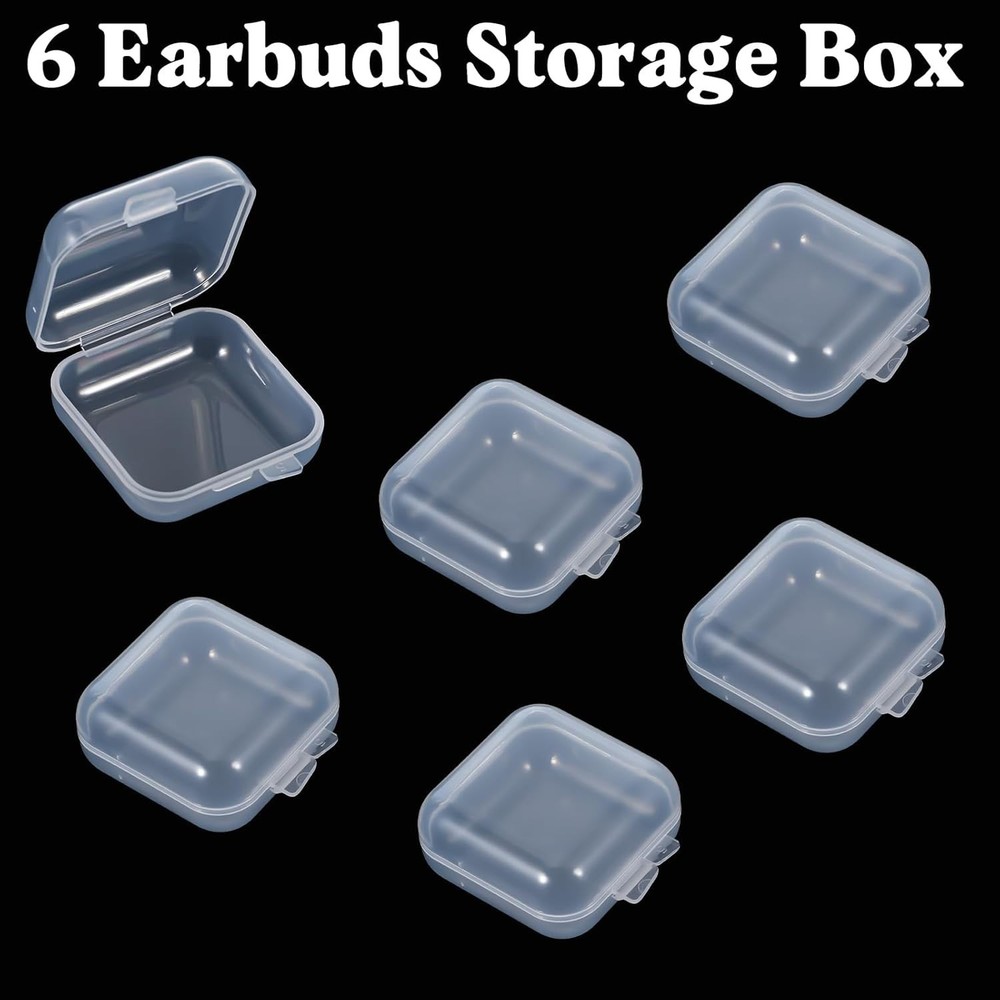 6 PCS Mini Clear Plastic Box, Earplug Case Organizer, Transparent Storage