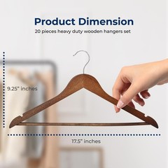 SereneLife 30 Pcs Wooden Hangers – Non-Slip w/ Chrome 360° Swivel Hook