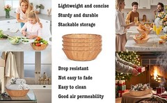 Bread Basket, 8 Pack 9.45 Inch Large Round Food Storage Basket Bin, Bread