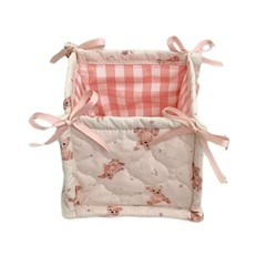 Multipurpose Quilted Cotton Basket for Storing Stationery and Personalize Items