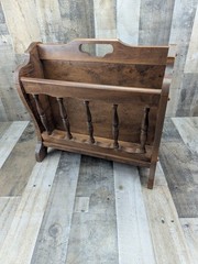 Vintage Mid Century Leick Solid Hardwood Magazine Rack