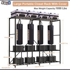 59″ Portable Clothes Closet Steel Wardrobe Rack Storage Organizer Heavy Duty