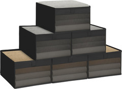 6 Pack Foldable Storage Bins with Clear Window for Closet & Office Organization