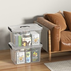 AnnkkyUS 6-pack 18 Quarts Storage Boxes with Lid and Handle, Clear Plastic Tote