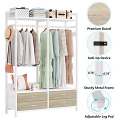 Tribesigns Closet Organizer with 4 Large Drawers, Clothes Garment Rack with Hook
