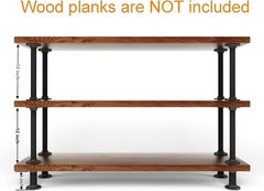 3-Tier Industrial Pipe Table Leg Set Iron Base Legs Rustic Iron Pipe Shelves
