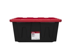 4 Pack Hyper Tough 27 Gal Storage Tote Snap Lid Container Red Lid