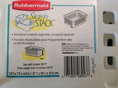 RUBBERMAID Slide N Stack Storage Basket / Bin ~ 5581 ~ White USA 2002