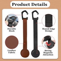 2 Pcs Cowboy Hat Holder for Truck,Magnetic Hat Clip,Leather Hat Holder for Ca