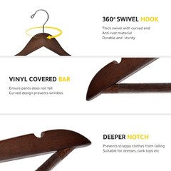 Quality Wooden Hangers – Slightly Curved Hanger 10 Pack Sets – Solid Wood Coa…