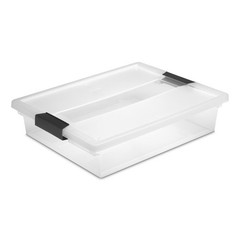 Large Clip Box, Clear Plastic Storage Bin with Latching Lid, Fits Letter-Size