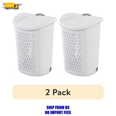 (2 pack) Sterilite Ultra Wheeled Hamper, Plastic Laundry Hamper with Wheels for