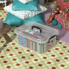 Clear 8L Plastic Storage Box with Handle – 2-Pack Containers with Lids