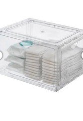 Shoe Box Storage Organizer, Stackable, Clear 4 Pack, New, Damaged Open Box