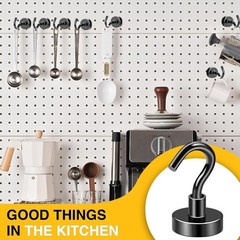 Industrial-Grade Black Magnetic Hooks 50 LB – Rust Resistant Neodymium 20 Pack