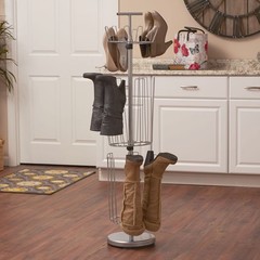2132-1 Metal 3-Tier Revolving Shoe and Boot Rack – Silver