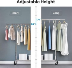 Clothing Garment Rack with Wheels Rolling Heavy Duty 525LBS Capacity Collapsible