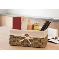 12 In. W X 6.5 In. D X 5.3 In. H Seagrass Shelf Basket Lined with White Lining