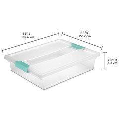 Sterilite 5.7 Qt. Large Plastic Stackable Storage Bin w/Clear Latch Lid (6 Pack)