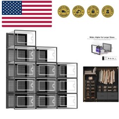 X-Large Shoe Storage Boxes Organizers Clear Plastic Stackable 12 Pack, Shoe R…