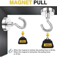 DIYMAG Magnetic Hooks, 30lbs+Magnet Hook 2026 Cruise Cabin Ship 20 Pack (Silver)