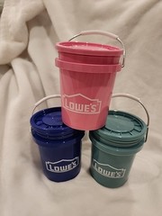 Lowe’s Pink Blue & Teal Mini Bucket with Lids Food Safe Set Of 3