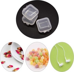 40pcs Mini Small Clear Plastic Storage Box Hook Jewelry Earplugs Container Case