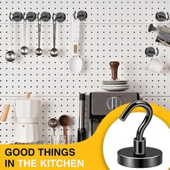 DIYMAG Black Magnetic Hooks, 120 LB Heavy Duty Strong Magnet with Hook, Rare Ear