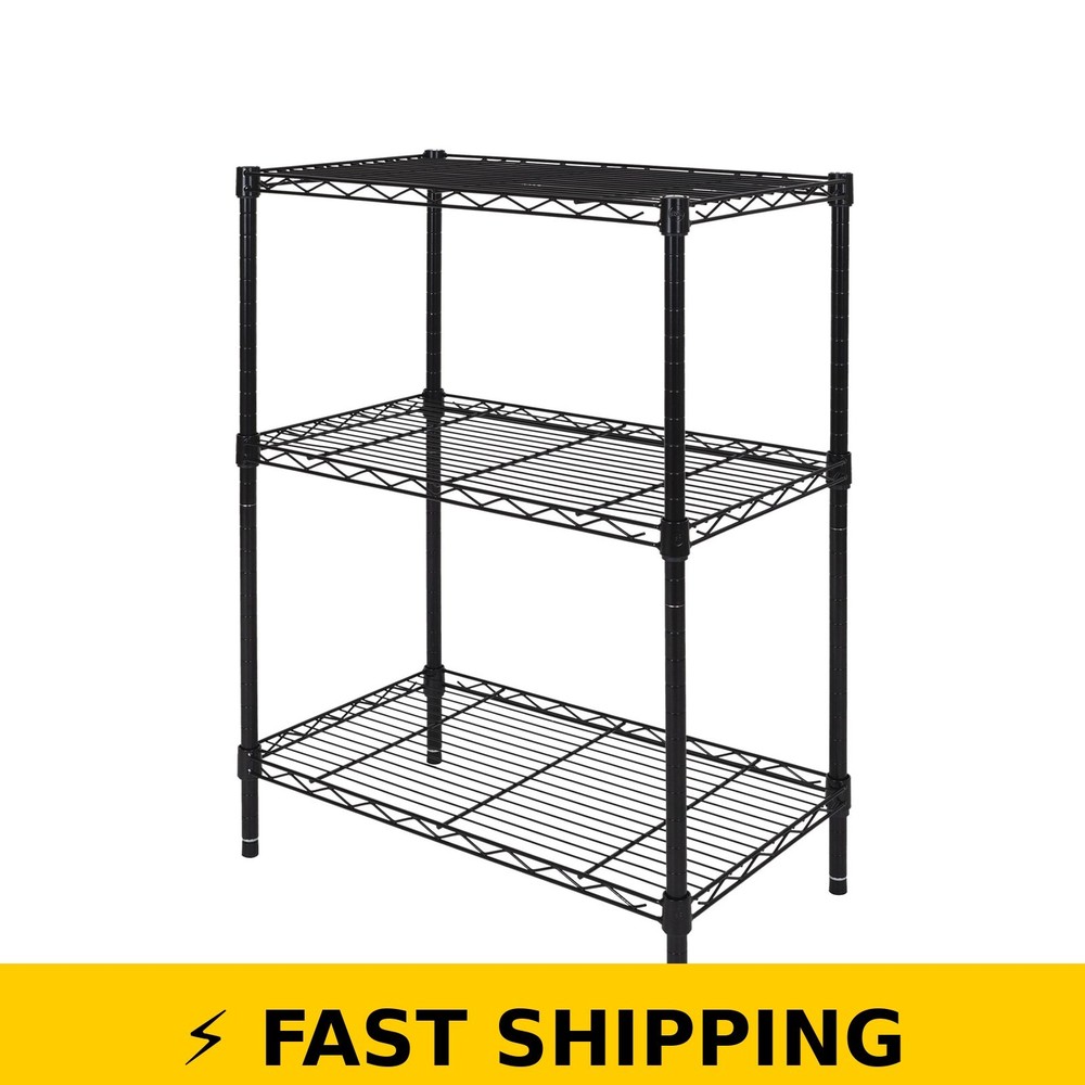 Hyper Tough 3-Tier Wire Shelving Rack – Black, 750 lbs Capacity