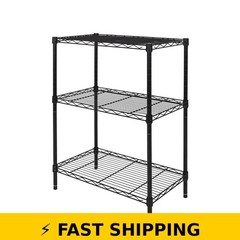 Hyper Tough 3-Tier Wire Shelving Rack – Black, 750 lbs Capacity