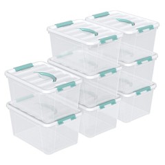 8-Pack 14 Qt Clear Organizing Container with Lid, Plastic Latch Box with Handles