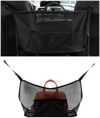 Car Net Pocket Handbag Holder, Driver Storage Netting Pouch Between Seats, Large