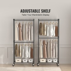 VEVOR Clothes Rack Heavy Duty Clothing Garment Rack Double Hanging Rods 300 lbs