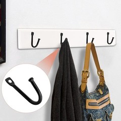 10pcs Black Metal J Hooks – Wall Mounted Hangers for Coats, Bags & Keys