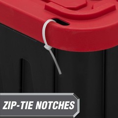Large Storage Bin with Snap Lid, Black and Red, Heavy Duty Plastic Storage Cont