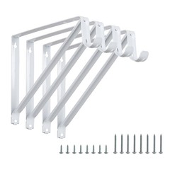 4 PCS Heavy Duty Closet Rod Brackets 11×9.5 Inch Wall Mounted Shelf Brace White