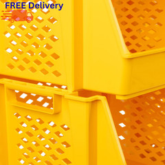 Stackable Storage Bins 8-Pack Open-Front Plastic Modular Home Organizer Closet