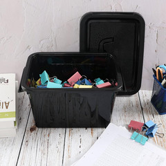 Versatile 6-Quart Black Storage Bins with Handles – Set of 6 Latch Boxes