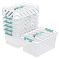 Idotry 14 Quart Latching Storage Box, Stackable Bin W/ Latch Lid &Handle, 6 Pack