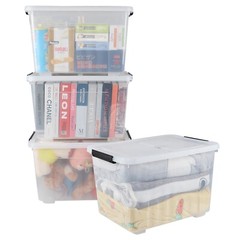 Idotry 50 Qt Stackable Latching Box w/ Lid & Wheels Plastic Containers, 4-Packs