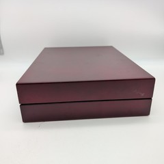 Cutlery Canteen Case Empty Wooden Flatware Box Dark Red With Blue Lining Storage